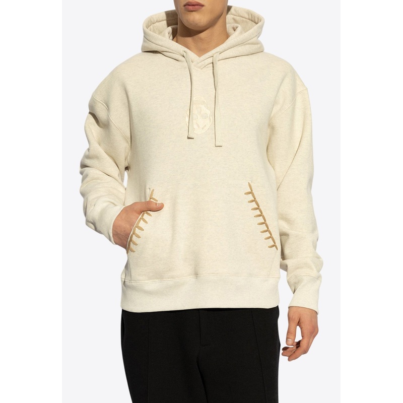 Embroidered-Skull Hooded Sweatshirt Light Beige mrtwstd_S