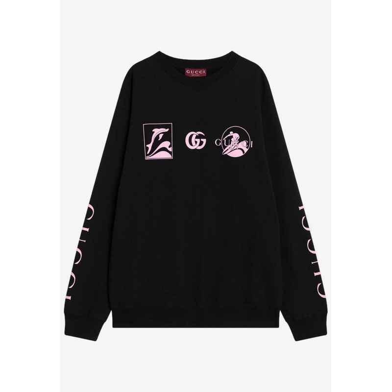 Graphic Print Logo Sweatshirt Black mrtwstd_L