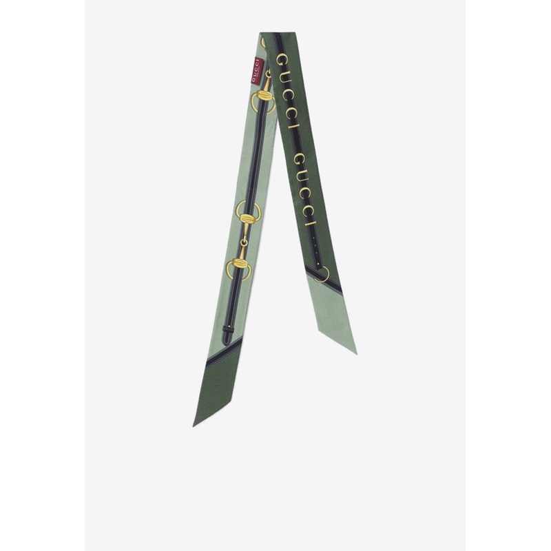 Logo Print Silk Twill Scarf Multicolor Onesize