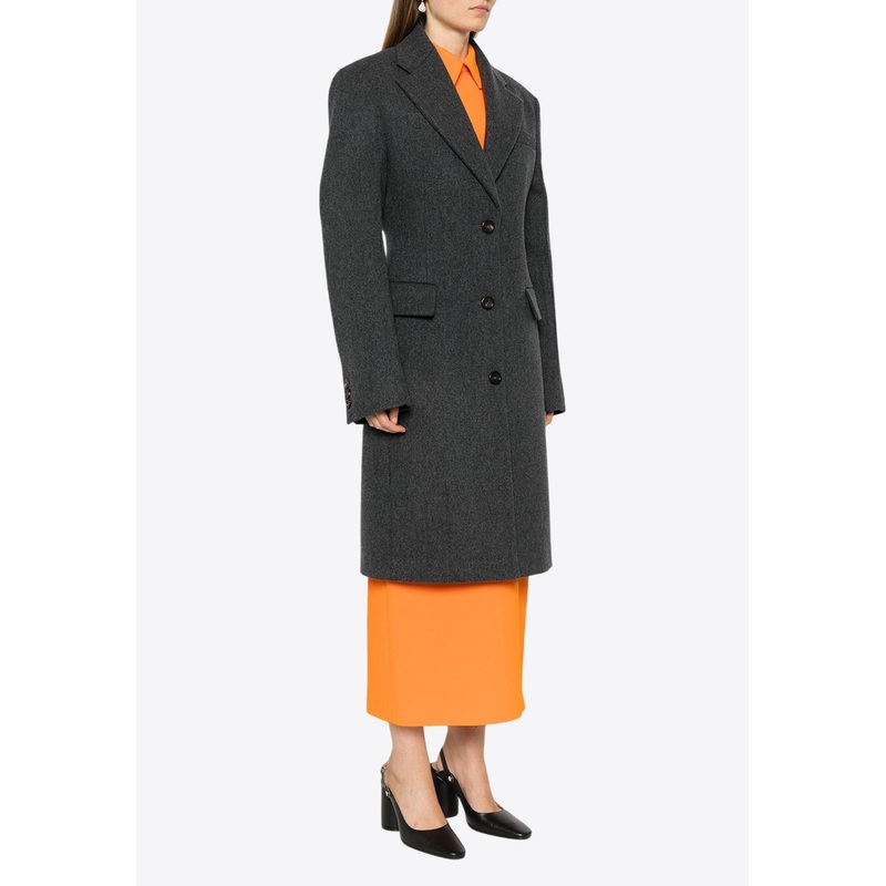 Single-Breasted Wool Coat Gray wrtwit_IT 38