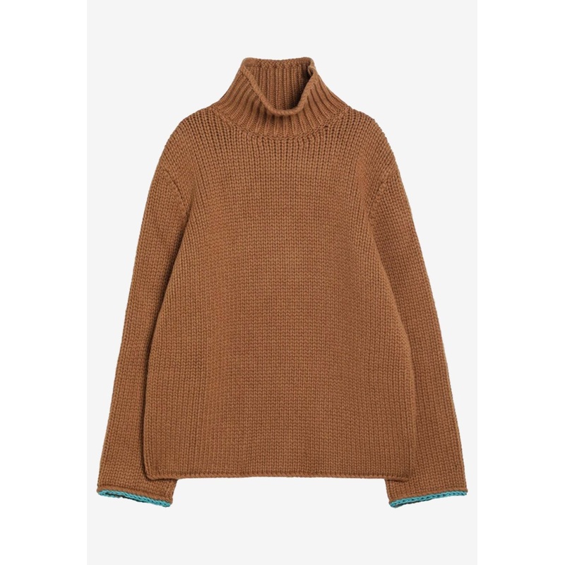 Wool Turtleneck Sweater Brown mrtwstd_S