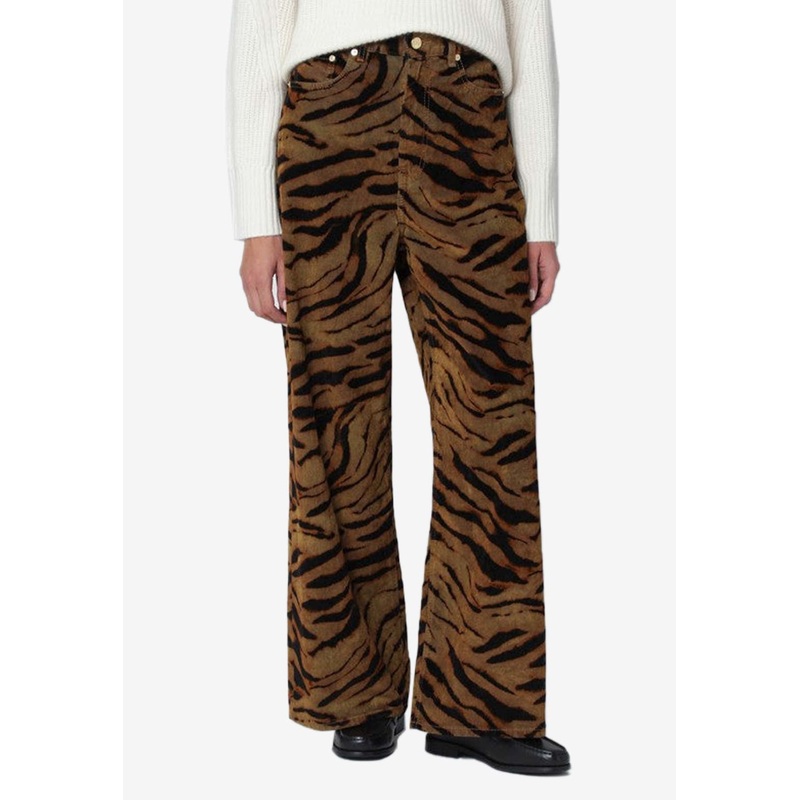 Zebra Print Baggy Jeans Green wrtwbottoms_24