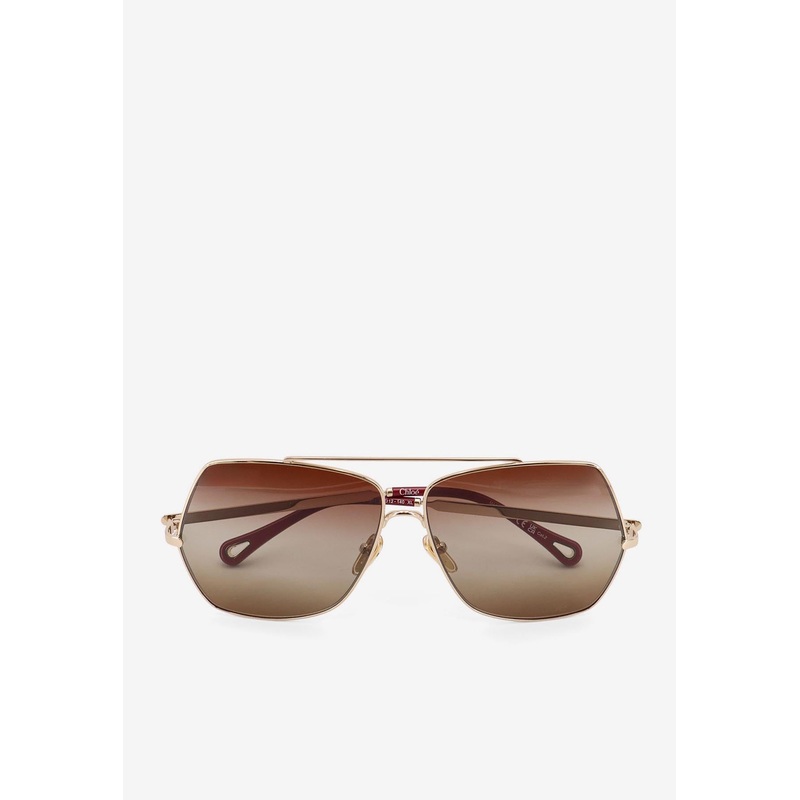 Aly Aviator Sunglasses Brown Onesize