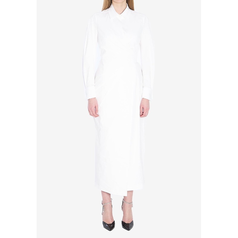 Balzac Long-Sleeved Midi Shirt Dress White wrtwit_IT 40