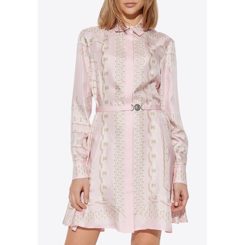 Barocco Chain Pattern Mini Shirt Dress Pink wrtwit_IT 36