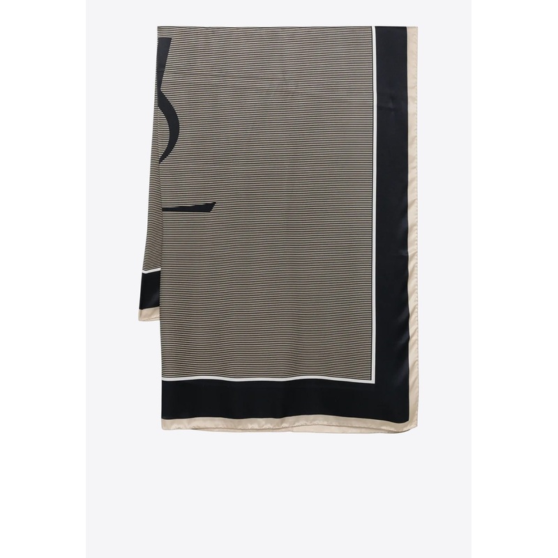 Cassandre Print Silk Scarf Navy Onesize