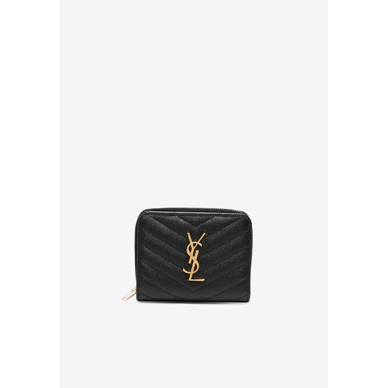 Cassandre Quilted Leather Zip Wallet Black Onesize