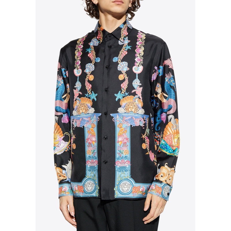 Coral Theatre Print Silk Shirt Multicolor mrtwit_IT 46