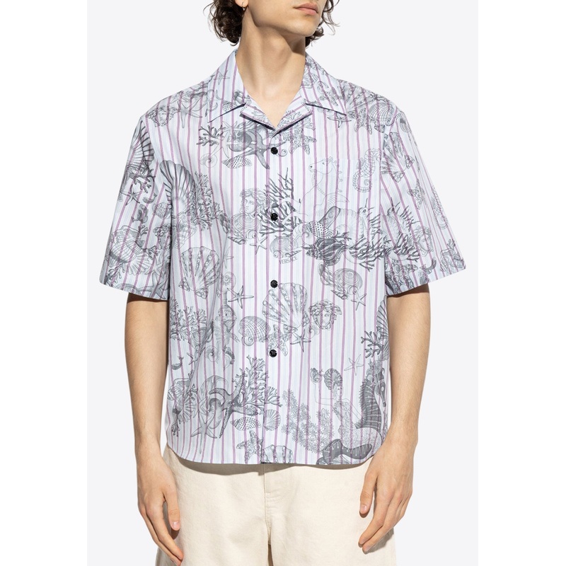 Coral Theatre Print Striped Shirt Gray mrtwit_IT 46