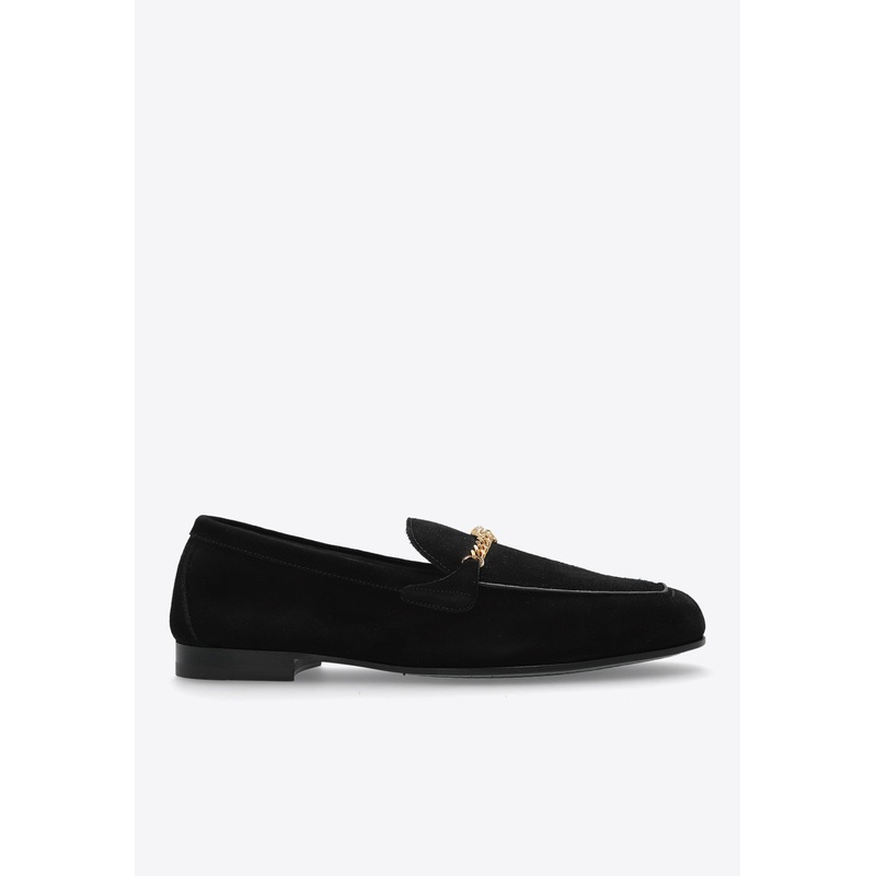 Medusa Chain Suede Loafers Black mshoeseu_EU 39