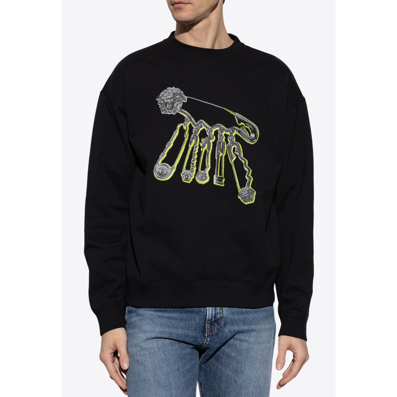 Pop Pin Printed Sweatshirt Black mrtwstd_S
