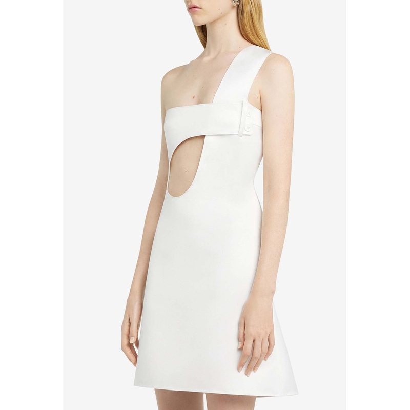 Satin Cut-Out Mini Dress White wrtwfr_FR 36