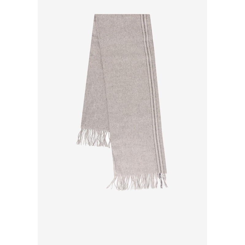Silk Fringed Scarf Gray Onesize