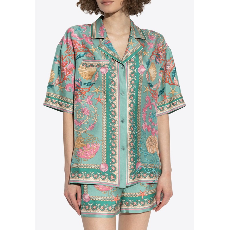 Underwater Barocco Silk Shirt Green wrtwit_IT 36