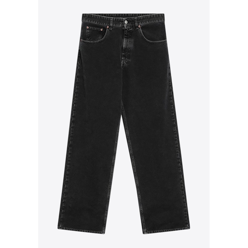 Washed Straight-Leg Jeans Black mrtwbottoms_30