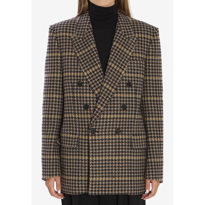 Wool Check Oversized Jacket Multicolor wrtwfr_FR 36