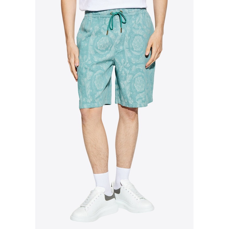 Barocco Jacquard Chambray Denim Shorts Blue mrtwit_IT 46