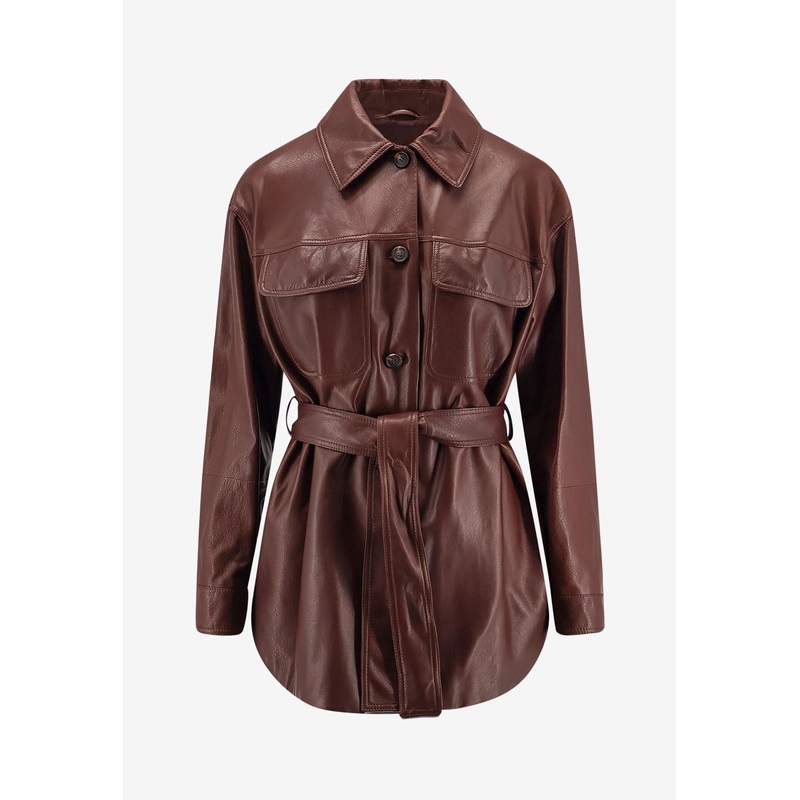 Belted Leather Jacket Bordeaux wrtwit_IT 42