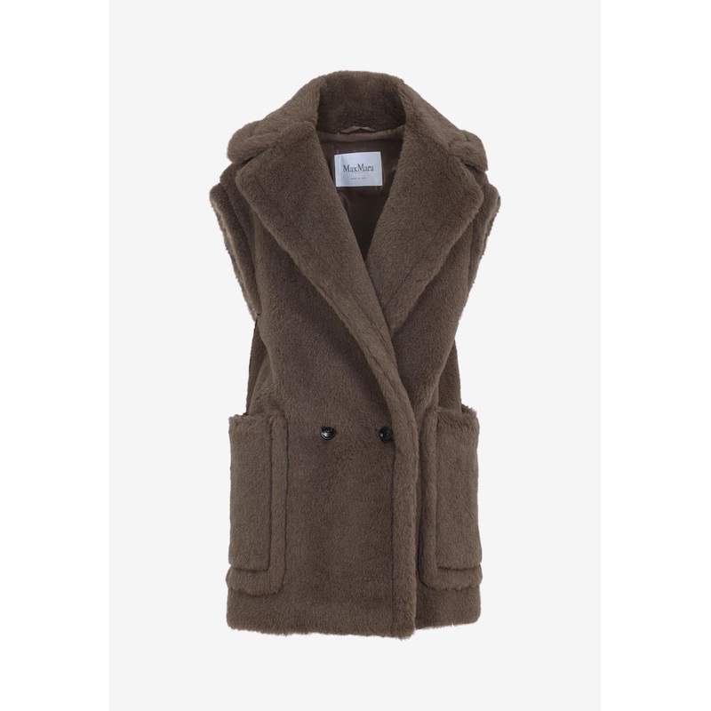 Bormida Fur Double-Breasted Vest Brown wrtwit_IT 38