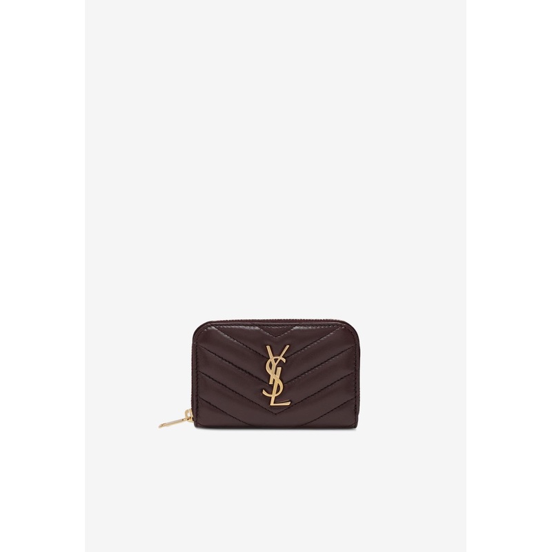 Cassandre Quilted Leather Zip Wallet Burgundy Onesize