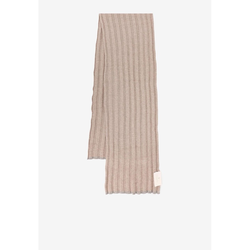 Ribbed Cashmere Scarf Beige Onesize