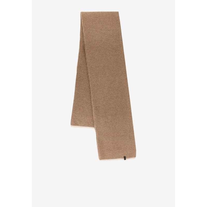 Ribbed Cashmere Scarf Brown Onesize