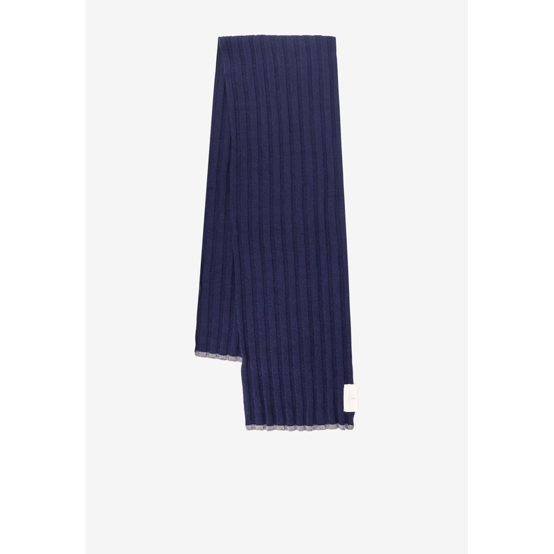 Ribbed Cashmere Scarf Navy Onesize