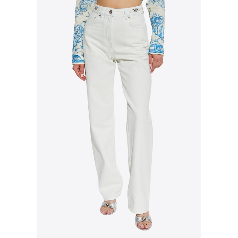 Straight-Leg Jeans with Medusa-Head White wrtwbottoms_24