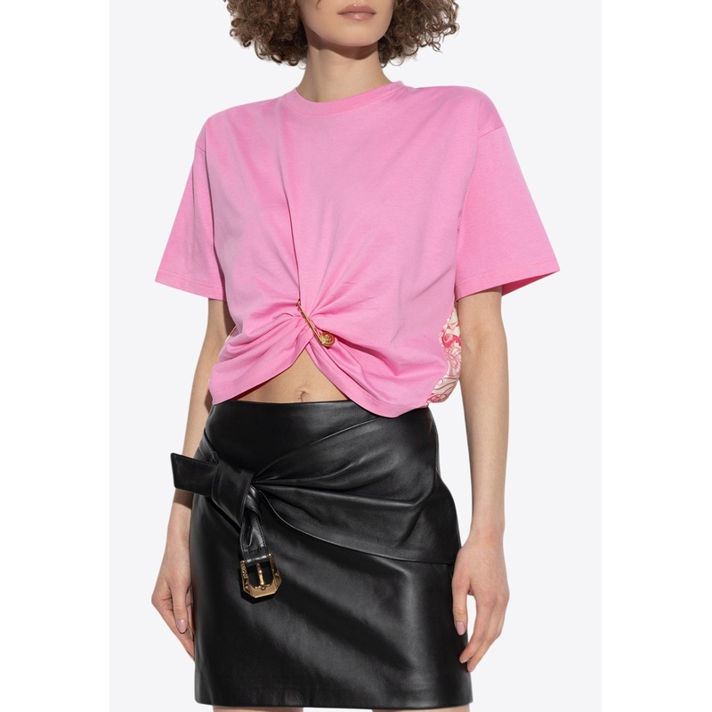 Underwater Barocco Safety Pin Cropped T-shirt Pink wrtwit_IT 36