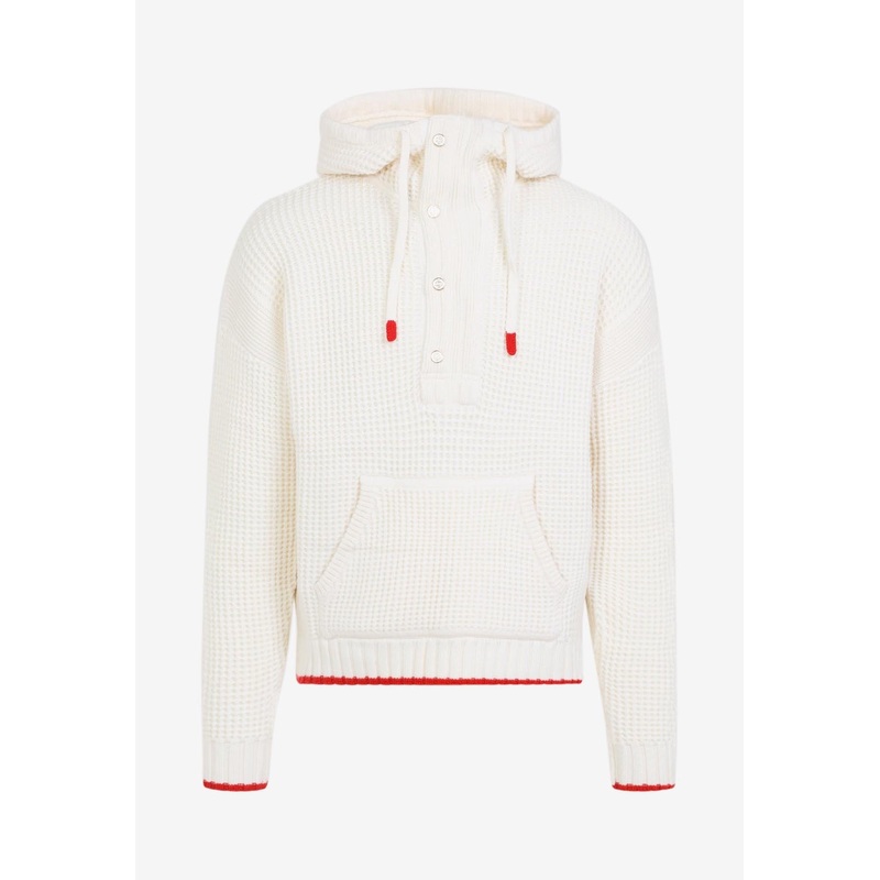 Waffle Knitted Hooded Sweatshirt White mrtwstd_L
