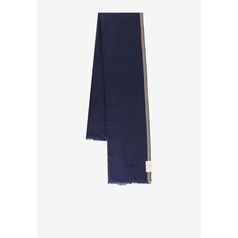 Wool and Cashmere Scarf Navy Onesize