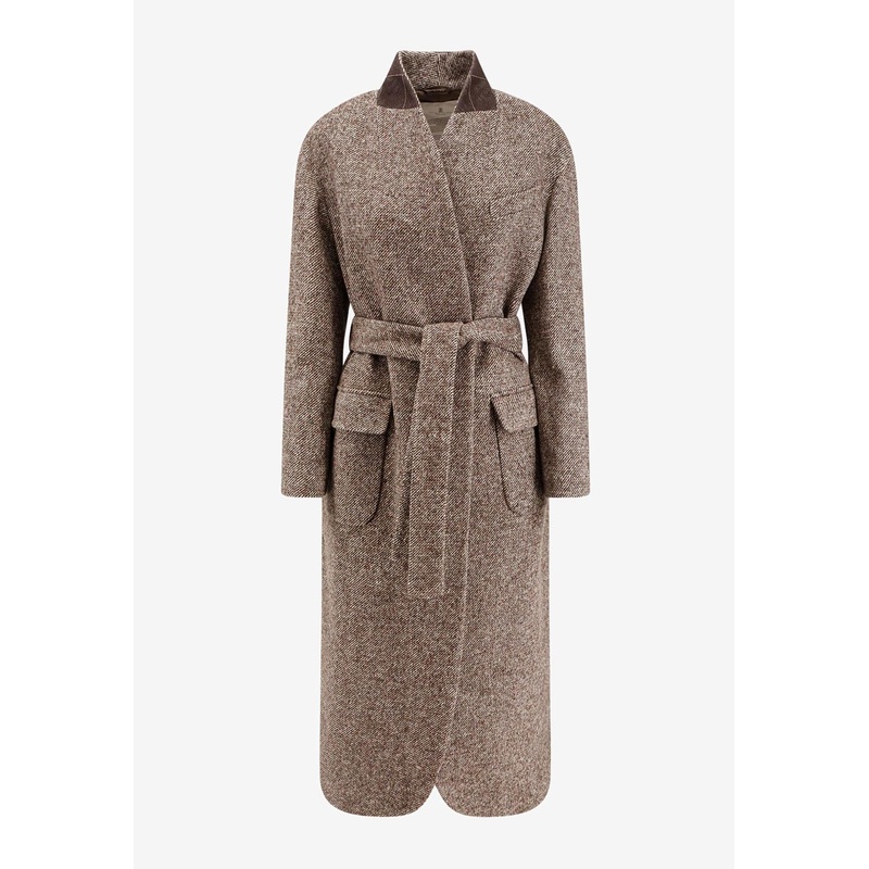 Wool-Blend Padded Coat Brown wrtwit_IT 40