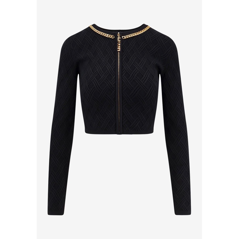 3D Knit Cropped Cardigan Black wrtwit_IT 40