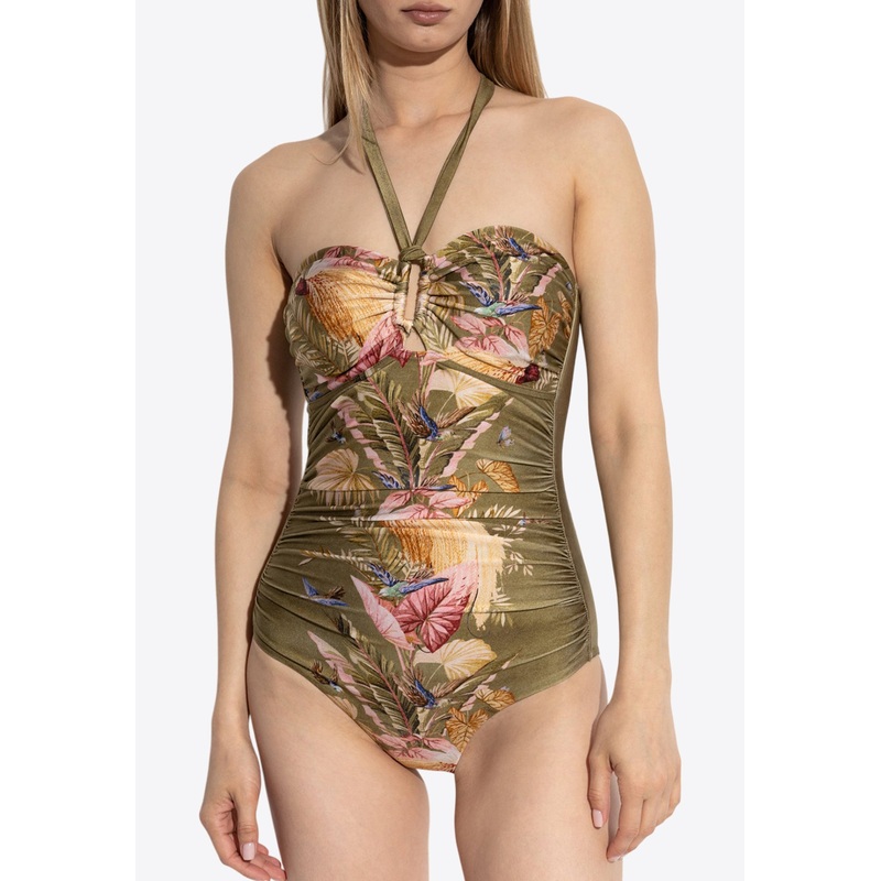 Ascension Wide Link Floral One-Piece Swimsuit Olive wrtwzimmermann_0