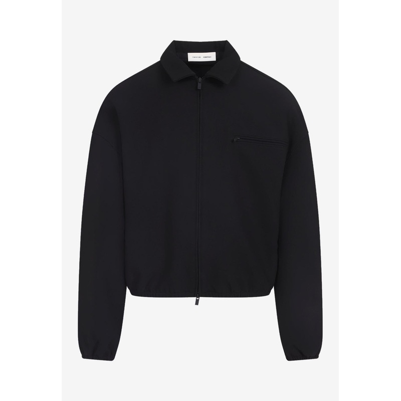 Bonded Canvas Zip-Up Overshirt Black mrtwstd_XL
