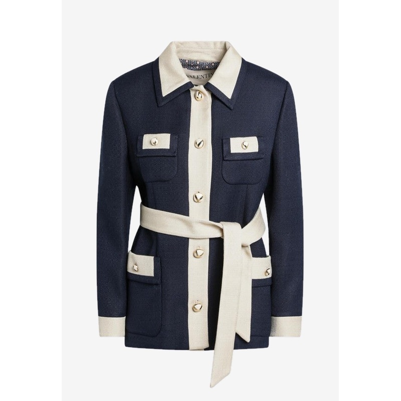 Caban Belted Short Coat Blue wrtwit_IT 40