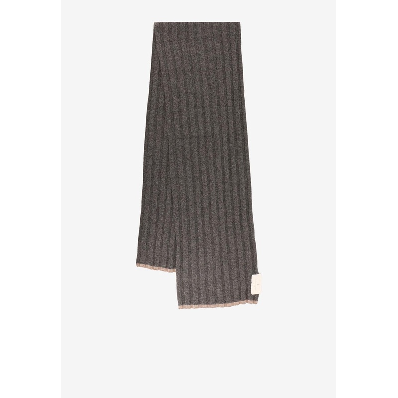 Cashmere Ribbed Scarf Gray Onesize