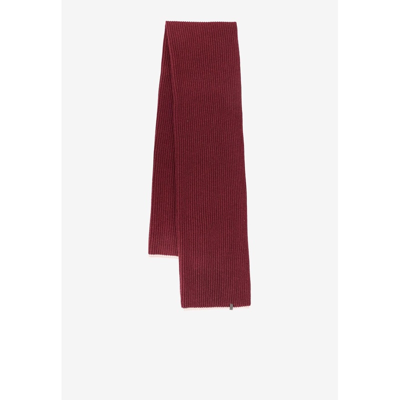 Cashmere Ribbed Scarf Maroon Onesize