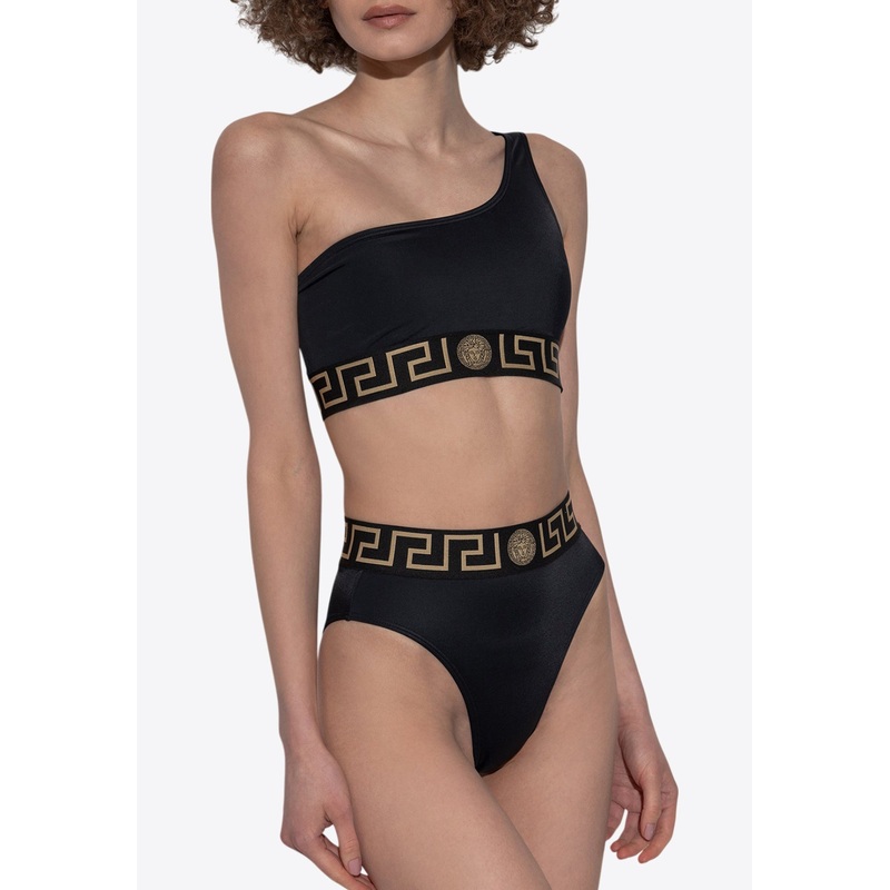 Greca Border One-Shoulder Bikini Top Black wrtwversacelingerie_1