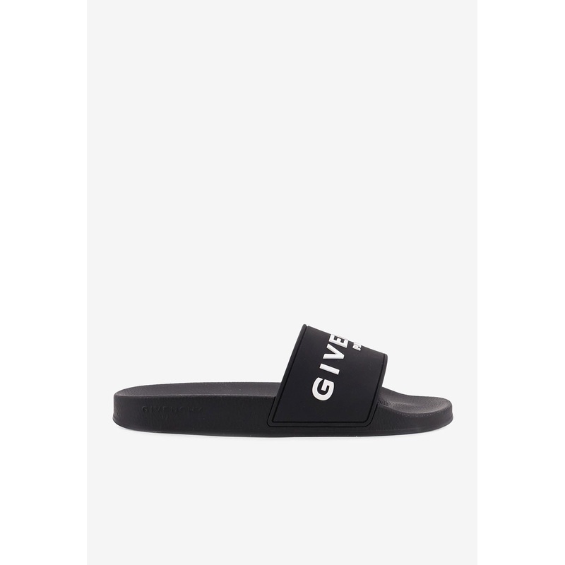 Logo Embossed Rubber Slides Black mshoeseu_EU 40