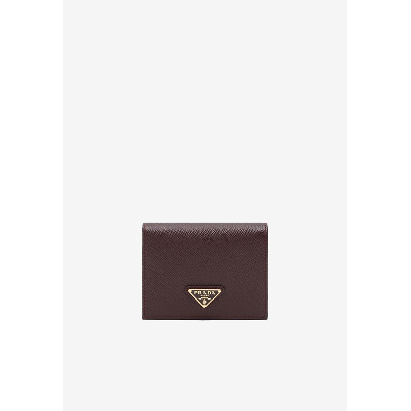 Small Saffiano Leather Wallet Burgundy Onesize