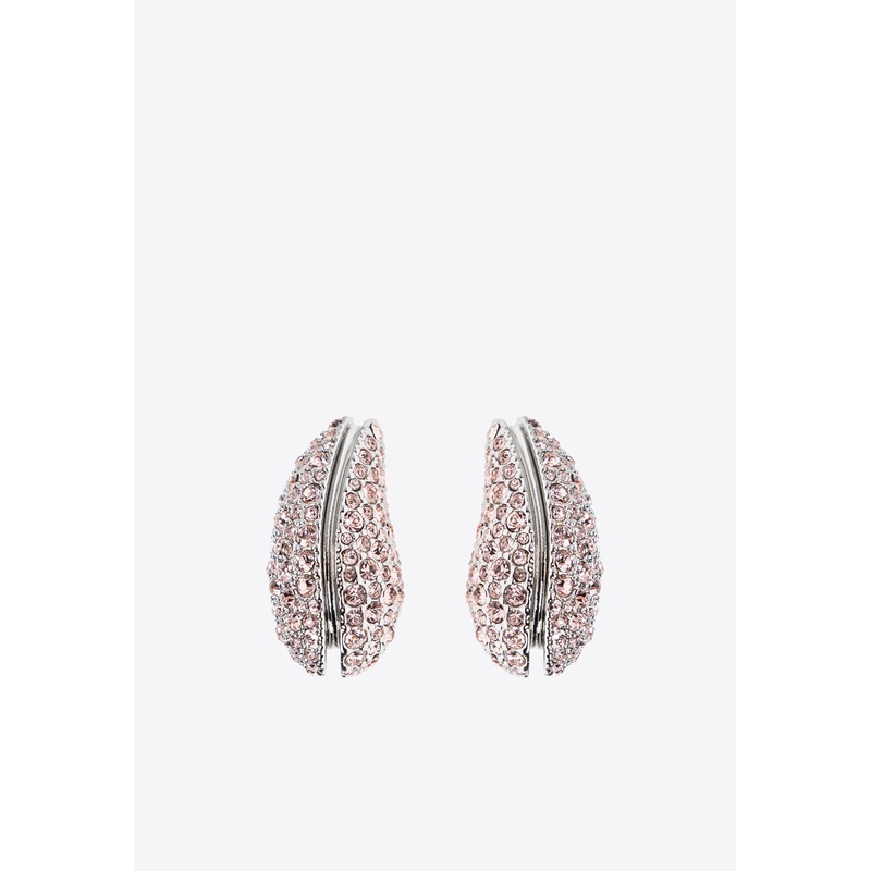 Wave Crystal Embellished Stud Earrings Pink Onesize