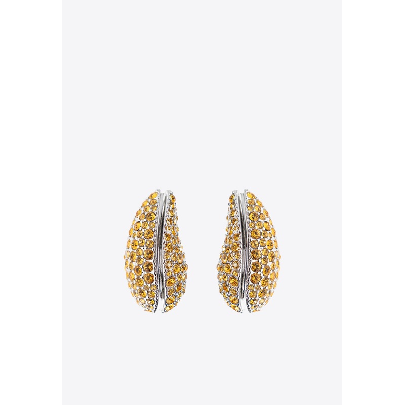 Wave Crystal Embellished Stud Earrings Yellow Onesize