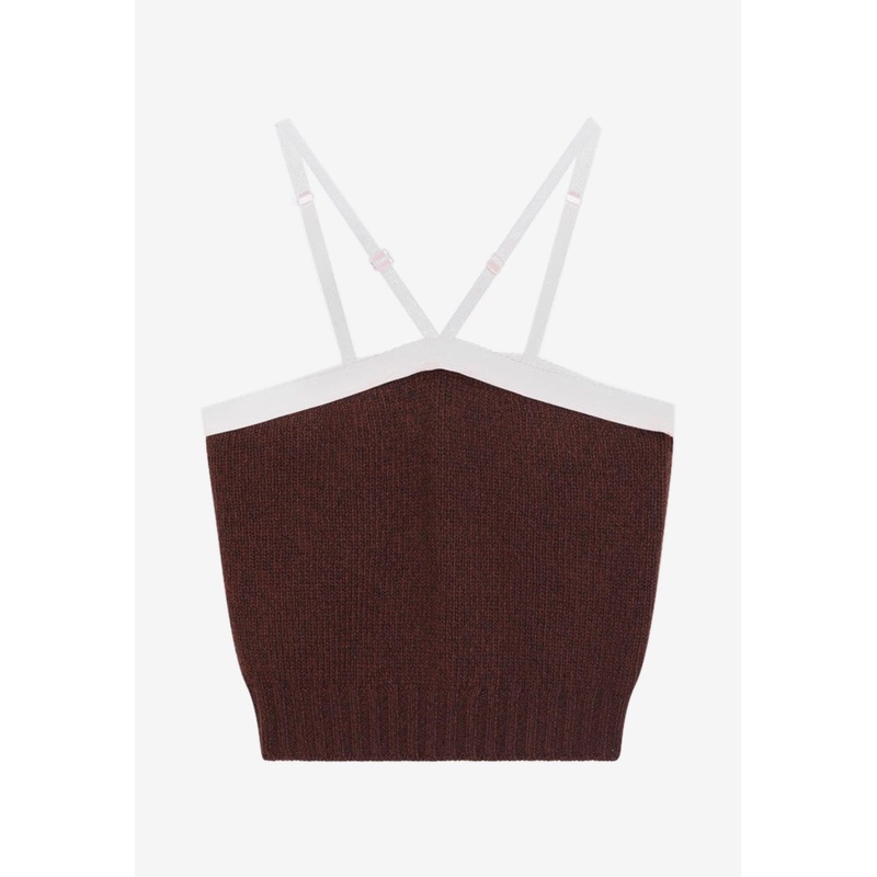 Wool and Cashmere Knitted Cropped Top Brown wrtwit_IT 38