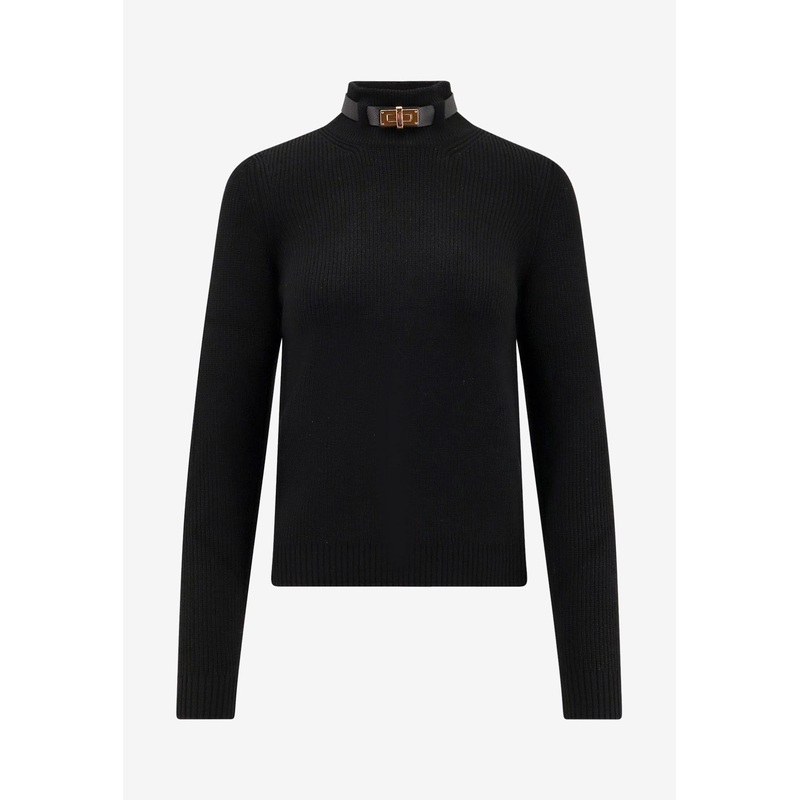 Wool-Blend High-Neck Sweater Black wrtwit_IT 40