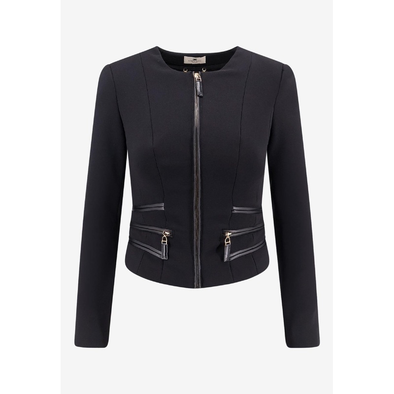 Zip-Up Cropped Jacket Black wrtwit_IT 38