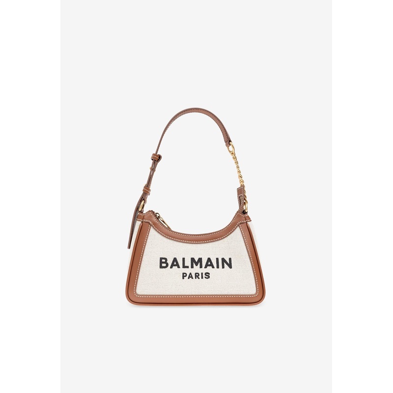 B-Army Canvas and Leather Shoulder Bag Cream Onesize