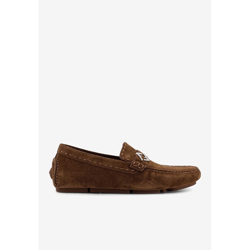 FF Logo Suede Loafers Brown mshoesuk_UK 6
