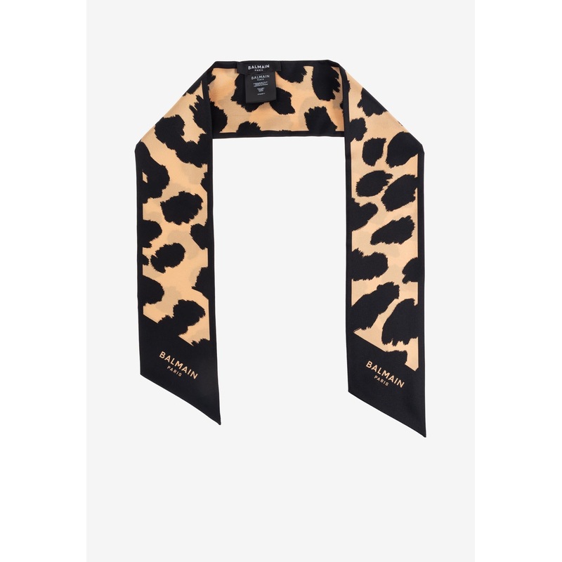 Leopard Print Silk Bandana Multicolor Onesize