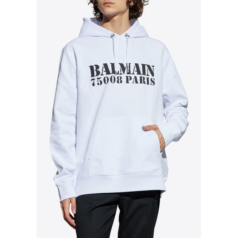 Logo Print Hooded Sweatshirt White mrtwstd_S